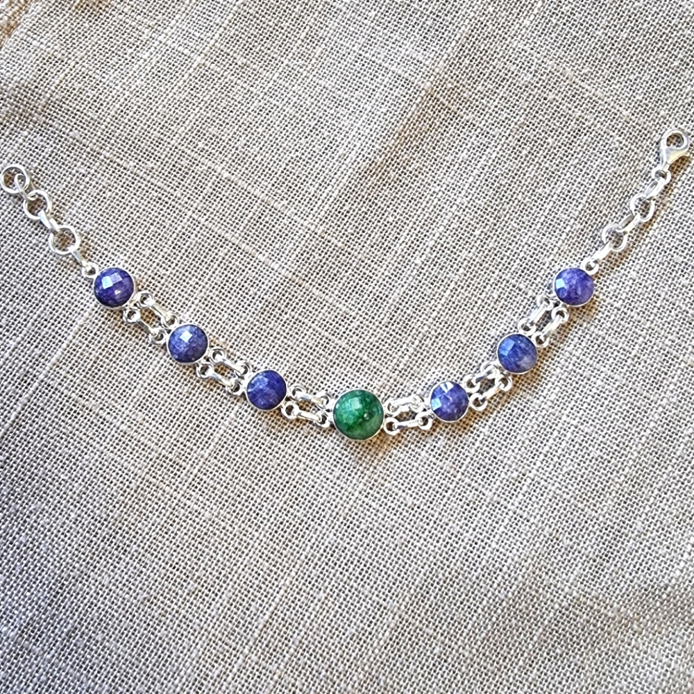 🆕️Sterling Silver Elegant Blue & Green Kyanite Bracelet